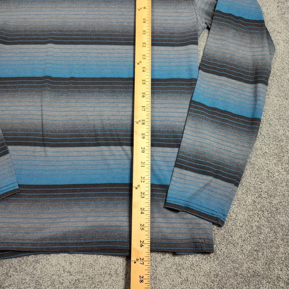 Zoo York Striped Long Sleeve T Shirt Men's M Blue Gray Cotton Polyester